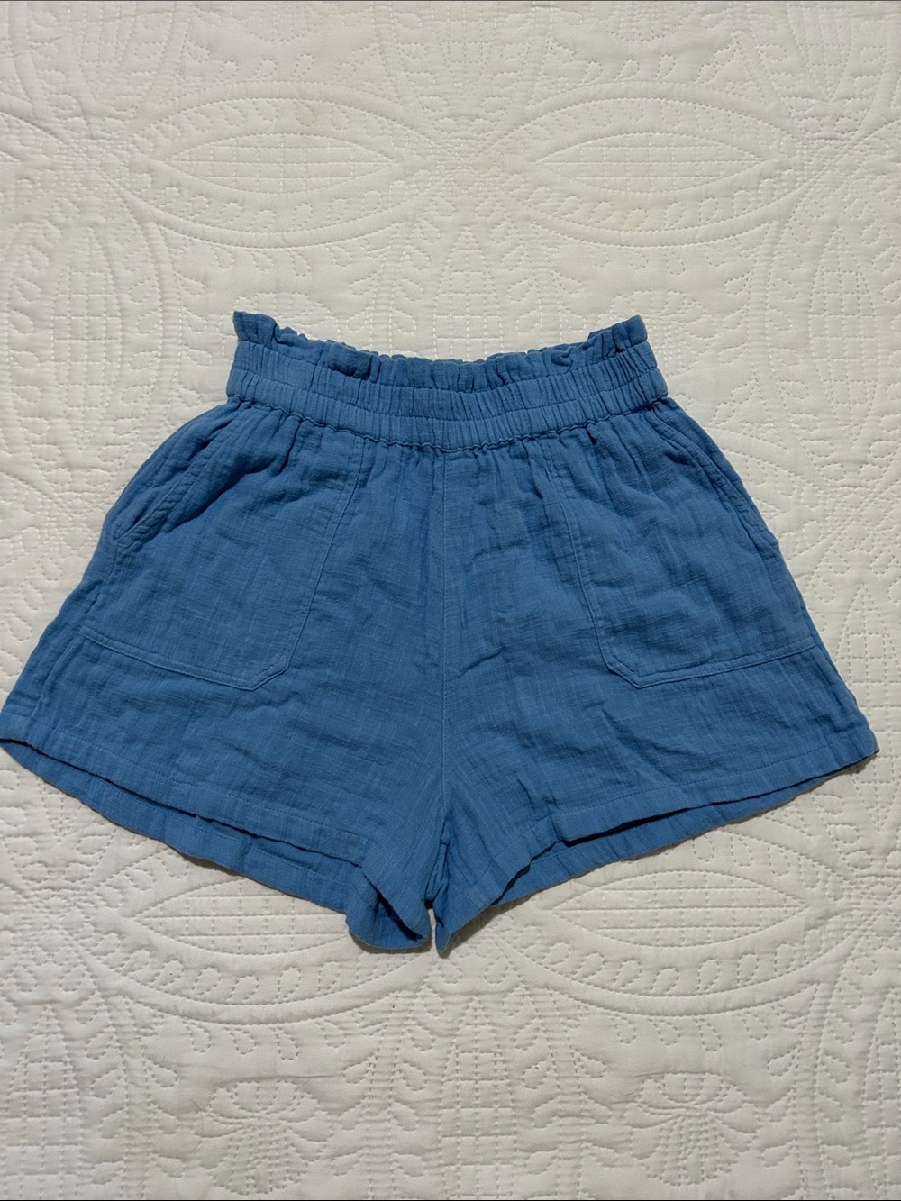 Roxy High-Waist Blue Elastic-Ruffle Shorts Sz: XS